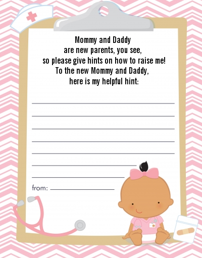  Little Girl Nurse On The Way - Baby Shower Notes of Advice Caucasian