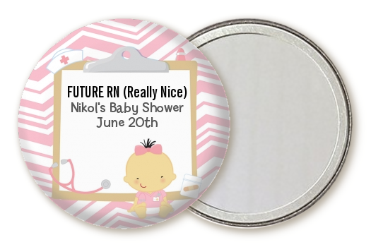  Little Girl Nurse On The Way - Personalized Baby Shower Pocket Mirror Favors Caucasian