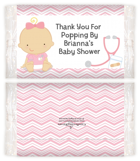  Little Girl Nurse On The Way - Personalized Popcorn Wrapper Baby Shower Favors Caucasian