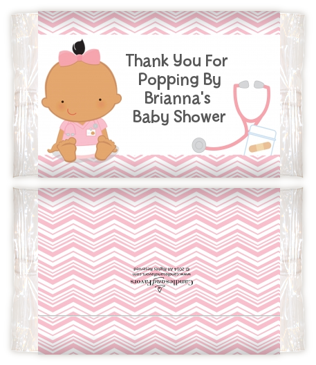  Little Girl Nurse On The Way - Personalized Popcorn Wrapper Baby Shower Favors Caucasian