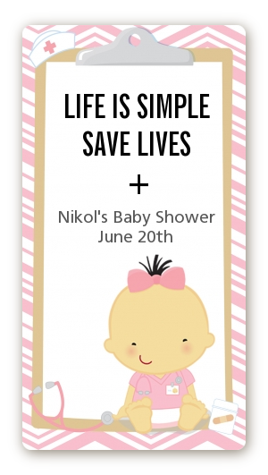  Little Girl Nurse On The Way - Custom Rectangle Baby Shower Sticker/Labels Caucasian