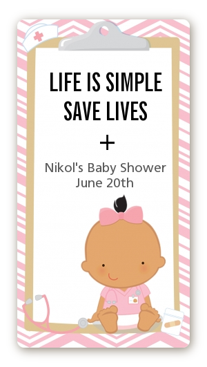  Little Girl Nurse On The Way - Custom Rectangle Baby Shower Sticker/Labels Caucasian