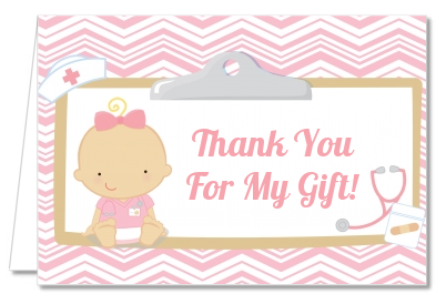  Little Girl Nurse On The Way - Baby Shower Thank You Cards Caucasian