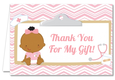  Little Girl Nurse On The Way - Baby Shower Thank You Cards Caucasian