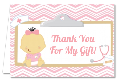  Little Girl Nurse On The Way - Baby Shower Thank You Cards Caucasian