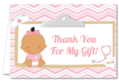  Little Girl Nurse On The Way - Baby Shower Thank You Cards Caucasian