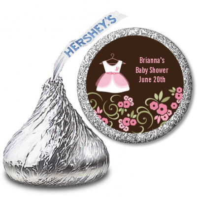 Little Girl Outfit - Hershey Kiss Baby Shower Sticker Labels