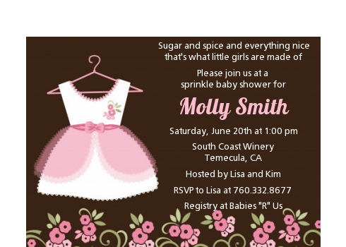  Little Girl Outfit - Baby Shower Petite Invitations Black Background