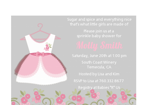  Little Girl Outfit - Baby Shower Petite Invitations Black Background