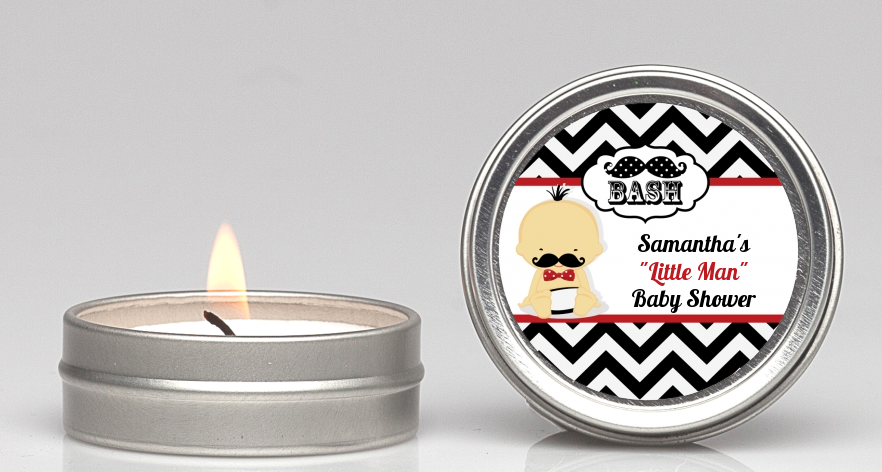  Little Man Mustache Black/Grey - Baby Shower Candle Favors Caucasian