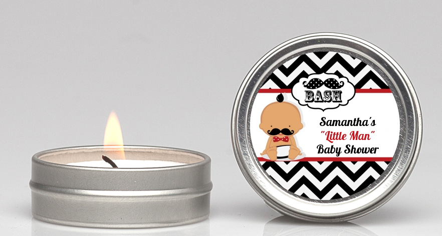  Little Man Mustache Black/Grey - Baby Shower Candle Favors Caucasian