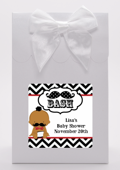  Little Man Mustache Black/Grey - Baby Shower Goodie Bags African American