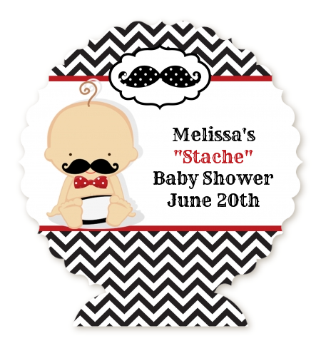  Little Man Mustache Black/Grey - Personalized Baby Shower Centerpiece Stand Caucasian
