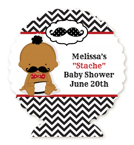  Little Man Mustache Black/Grey - Personalized Baby Shower Centerpiece Stand Caucasian