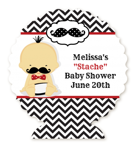  Little Man Mustache Black/Grey - Personalized Baby Shower Centerpiece Stand Caucasian