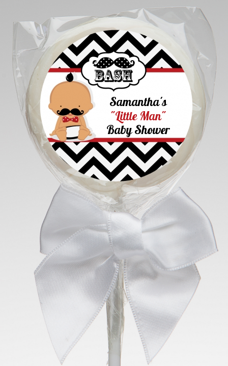  Little Man Mustache Black/Grey - Personalized Baby Shower Lollipop Favors Caucasian