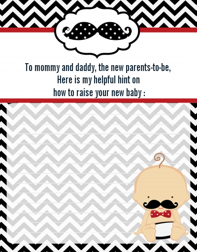  Little Man Mustache Black/Grey - Baby Shower Notes of Advice Caucasian