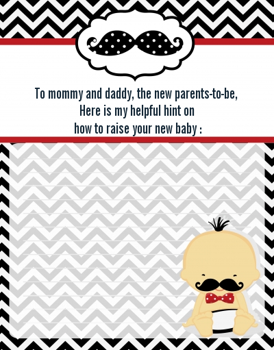  Little Man Mustache Black/Grey - Baby Shower Notes of Advice Caucasian