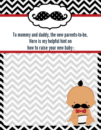  Little Man Mustache Black/Grey - Baby Shower Notes of Advice Caucasian