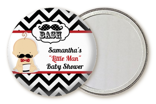  Little Man Mustache Black/Grey - Personalized Baby Shower Pocket Mirror Favors Caucasian