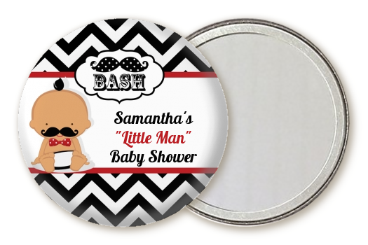  Little Man Mustache Black/Grey - Personalized Baby Shower Pocket Mirror Favors Caucasian