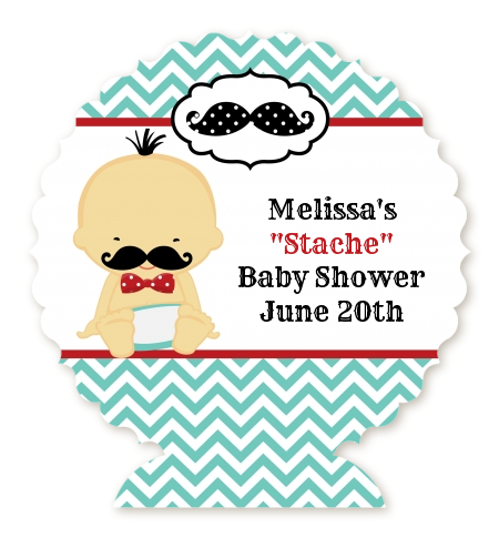  Little Man Mustache - Personalized Baby Shower Centerpiece Stand Caucasian