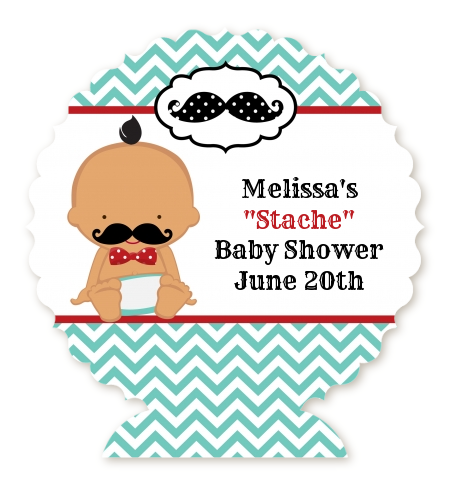  Little Man Mustache - Personalized Baby Shower Centerpiece Stand Caucasian