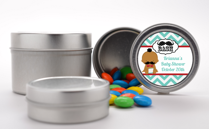  Little Man Mustache - Custom Baby Shower Favor Tins Caucasian