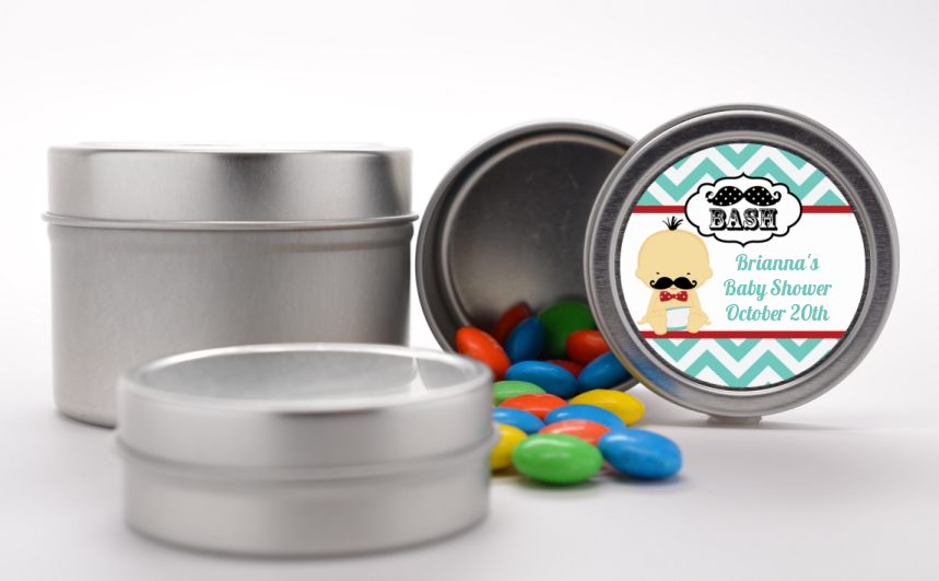  Little Man Mustache - Custom Baby Shower Favor Tins Caucasian