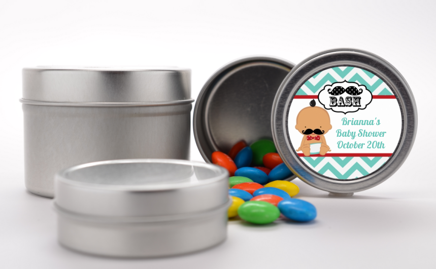  Little Man Mustache - Custom Baby Shower Favor Tins Caucasian