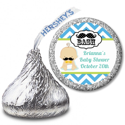  Little Man Mustache - Hershey Kiss Baby Shower Sticker Labels Caucasian