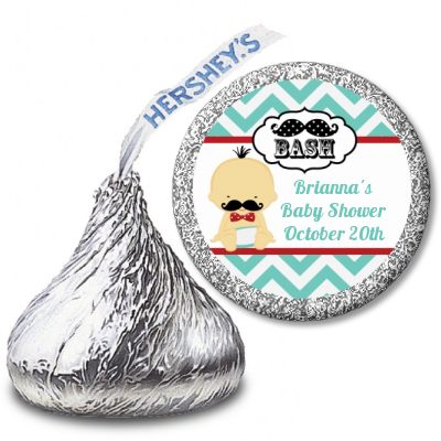  Little Man Mustache - Hershey Kiss Baby Shower Sticker Labels Caucasian