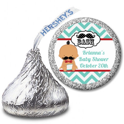  Little Man Mustache - Hershey Kiss Baby Shower Sticker Labels Caucasian