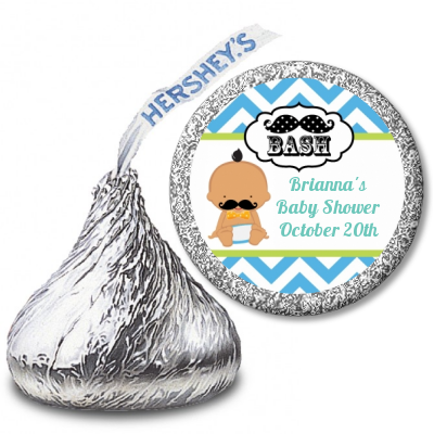  Little Man Mustache - Hershey Kiss Baby Shower Sticker Labels Caucasian