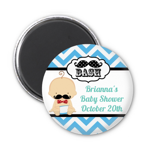  Little Man Mustache - Personalized Baby Shower Magnet Favors Caucasian