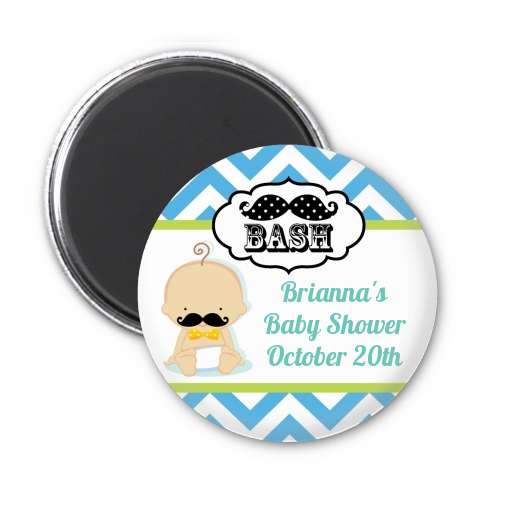  Little Man Mustache - Personalized Baby Shower Magnet Favors Caucasian