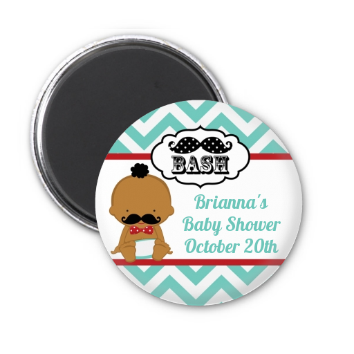  Little Man Mustache - Personalized Baby Shower Magnet Favors Caucasian