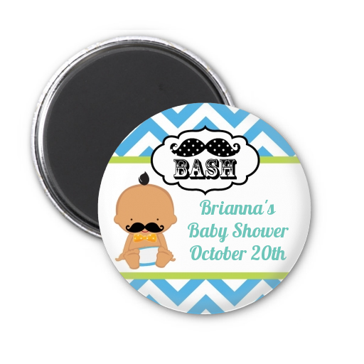  Little Man Mustache - Personalized Baby Shower Magnet Favors Caucasian