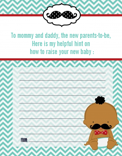  Little Man Mustache - Baby Shower Notes of Advice Caucasian