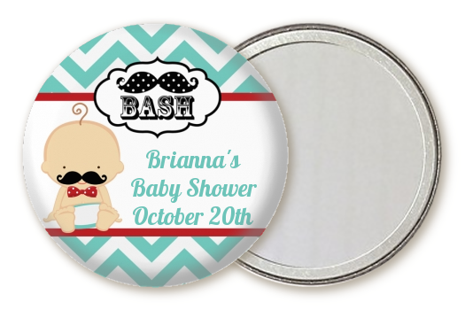  Little Man Mustache - Personalized Baby Shower Pocket Mirror Favors Caucasian
