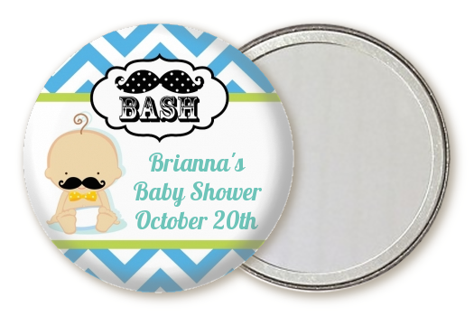  Little Man Mustache - Personalized Baby Shower Pocket Mirror Favors Caucasian