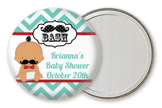  Little Man Mustache - Personalized Baby Shower Pocket Mirror Favors Caucasian