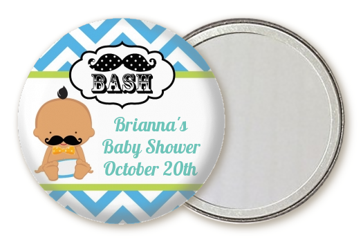  Little Man Mustache - Personalized Baby Shower Pocket Mirror Favors Caucasian