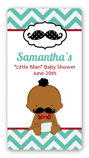  Little Man Mustache - Custom Rectangle Baby Shower Sticker/Labels Caucasian Boy