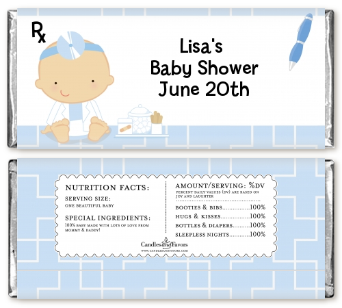  Little Doctor On The Way - Personalized Baby Shower Candy Bar Wrappers Caucasian