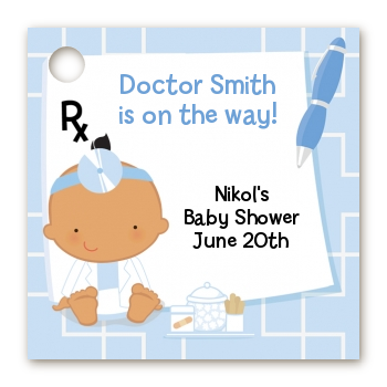  Little Doctor On The Way - Personalized Baby Shower Card Stock Favor Tags Caucasian