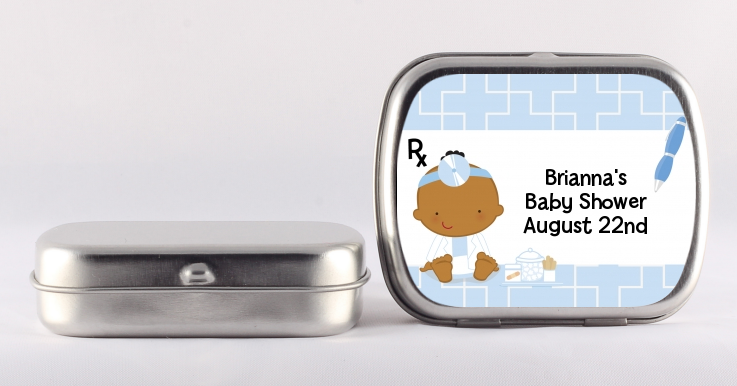  Little Doctor On The Way - Personalized Baby Shower Mint Tins Caucasian