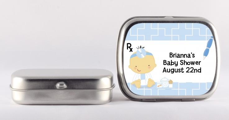  Little Doctor On The Way - Personalized Baby Shower Mint Tins Caucasian