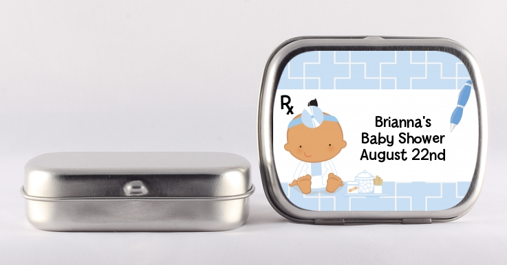  Little Doctor On The Way - Personalized Baby Shower Mint Tins Caucasian