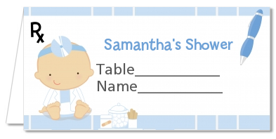  Little Doctor On The Way - Personalized Baby Shower Place Cards Caucasian